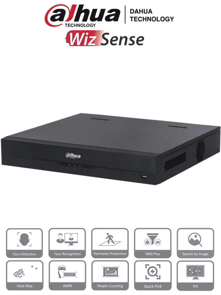 DAHUA NVR4416-16P-EI - NVR de 8 MP /16 Canales IP/ WizSense/ 4k con IA/ 16 Puertos PoE af/at/ 4 Bahias para Discos Duros/ 1 Canal de Reconocimiento Facial por NVR/ 4 Ch con SMD Plus/ Soporta Cámaras con IA/ 10 Bases de Datos de Rostros #NVF #IMD DAHUA NVR4416-16P-EI - NVR de 8 MP /16 Canales IP/ WizSense/ 4k con IA/ 16 Puertos PoE af/at/ 4 Bahias para Discos Duros/ 1 Canal de Reconocimiento Facial por NVR/ 4 Ch con SMD Plus/ Soporta Cámaras con IA/ 10 Bases de Datos de Rostros #NVF #IMD